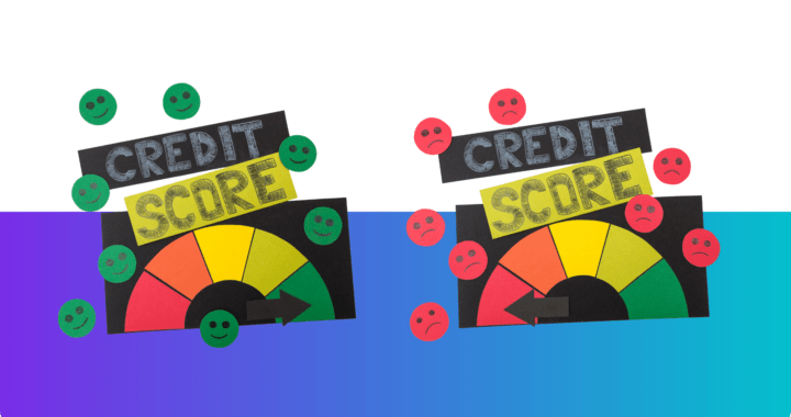 Comparison showing a good credit score versus a low credit score needed for a mortgage